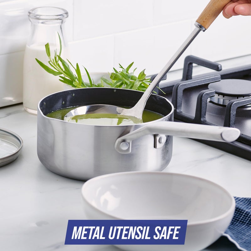 Blue Diamond Cookware Tri-Ply Stainless Steel Ceramic Nonstick  1.6 QT Saucepan Pot with Lid  PFAS-Free  Multi Clad  Induction  Dishwasher Safe  Oven Safe  Silver - Image 5
